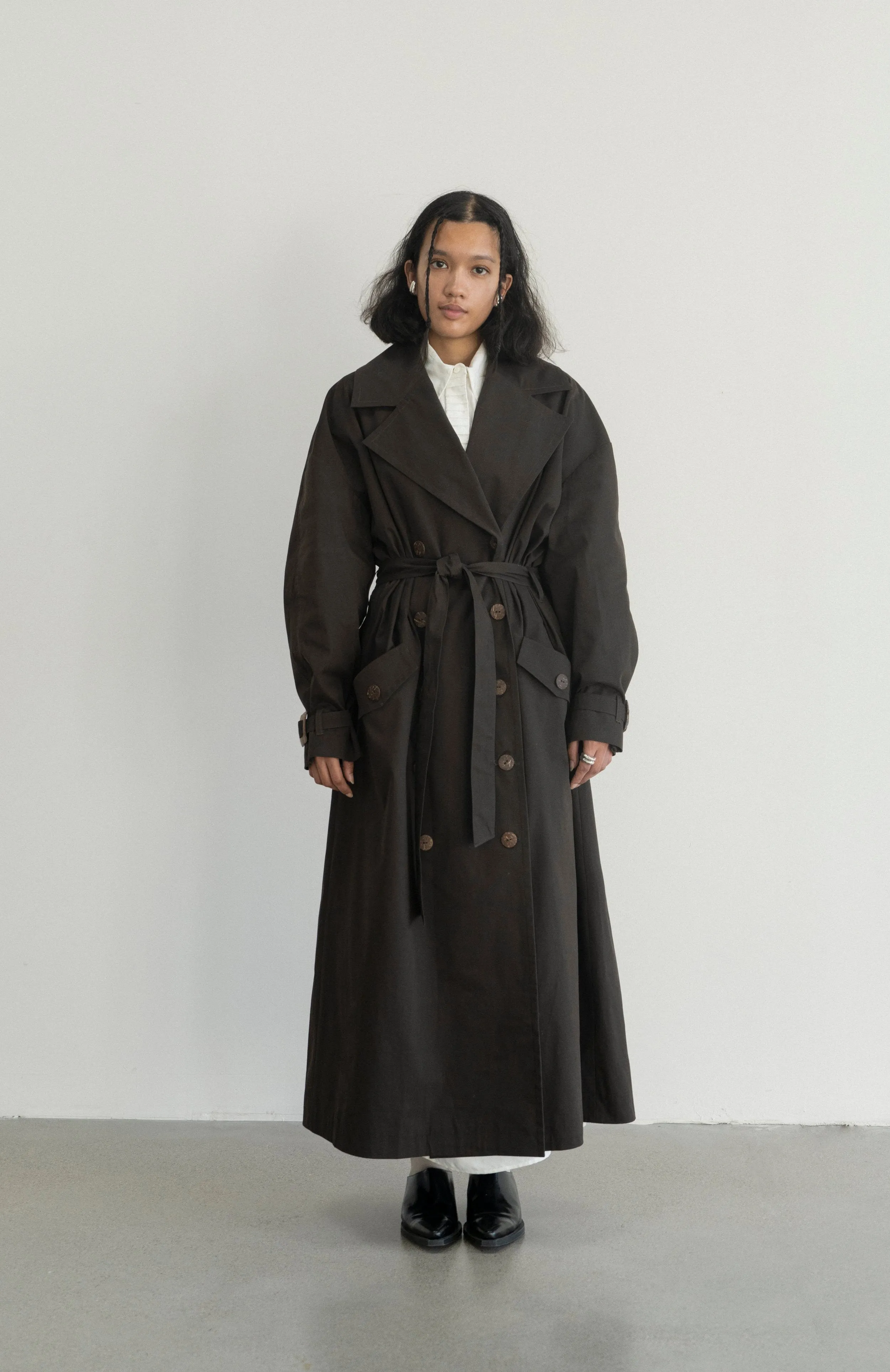 Vishenka Cotton Trench Coat Chocolate Brown