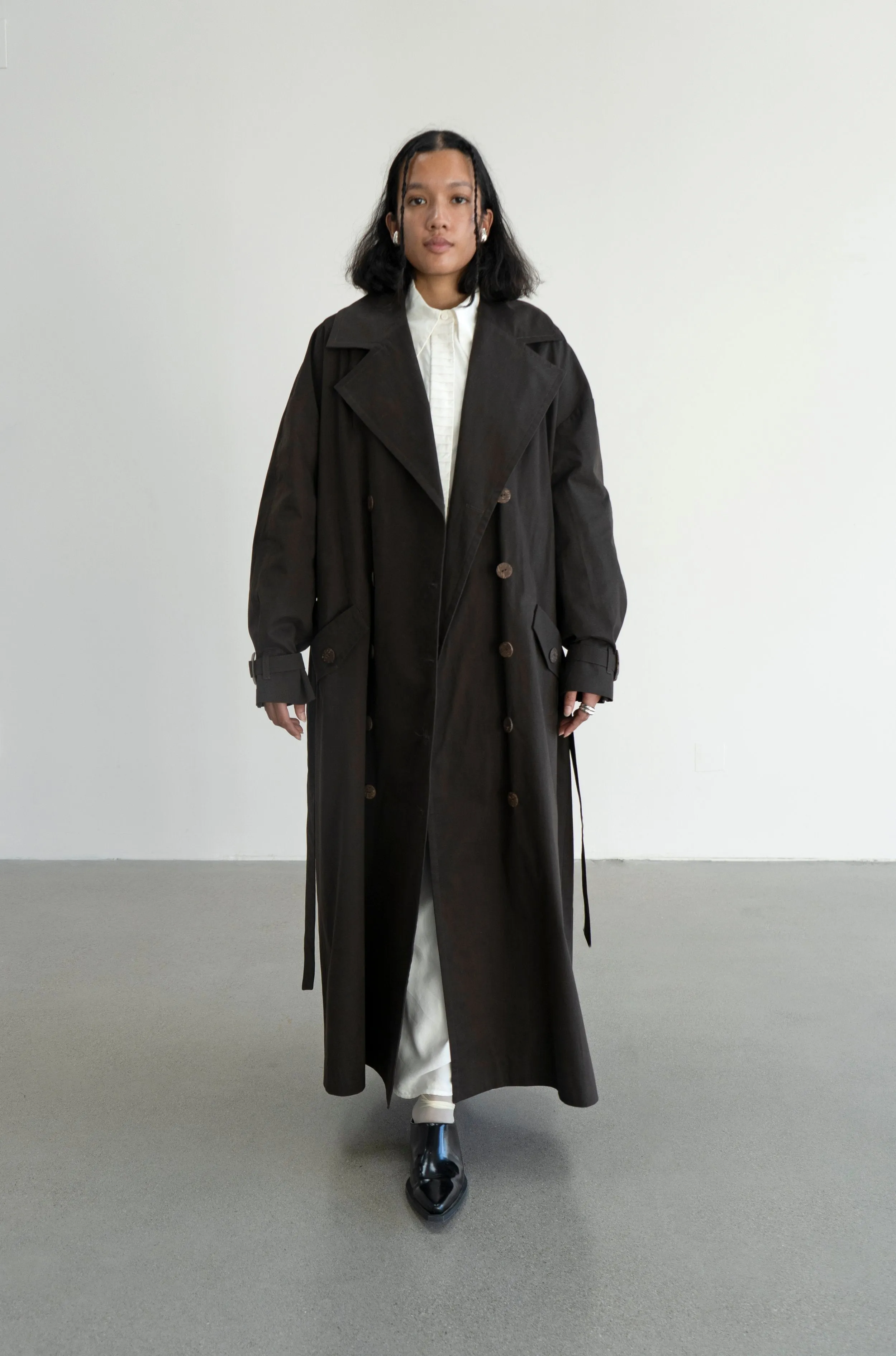 Vishenka Cotton Trench Coat Chocolate Brown