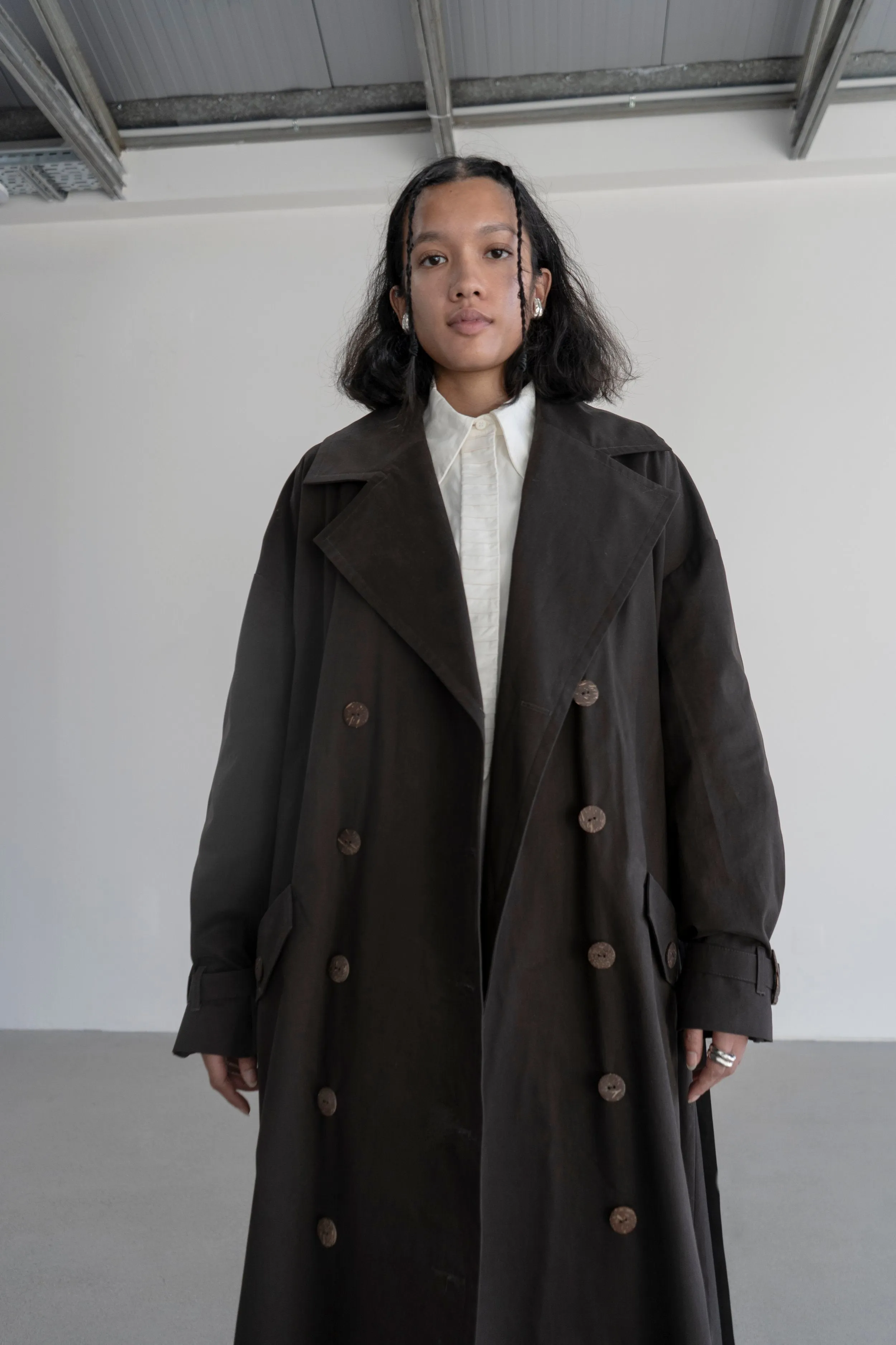 Vishenka Cotton Trench Coat Chocolate Brown