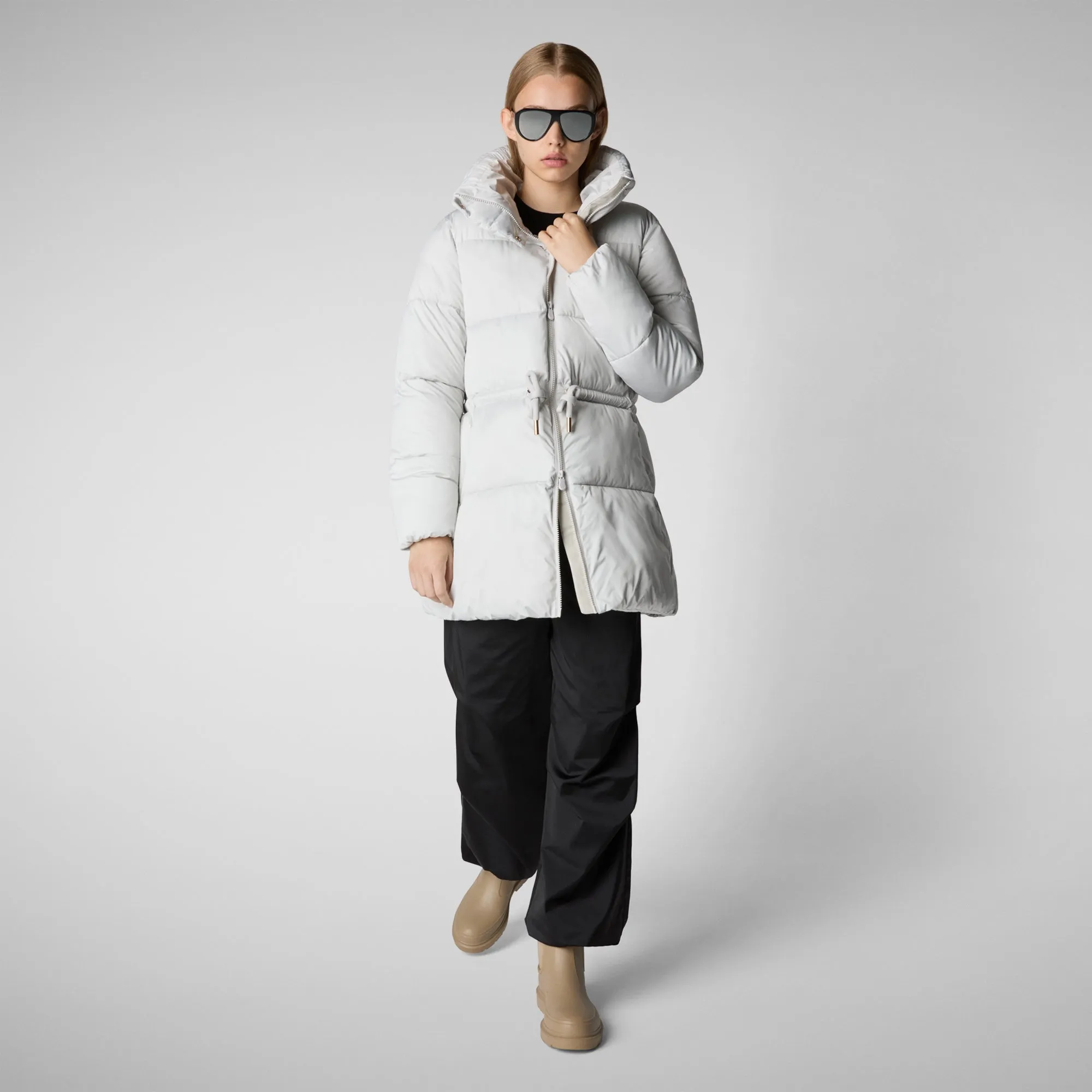 Women's animal free puffer jacket petunia in fog grey