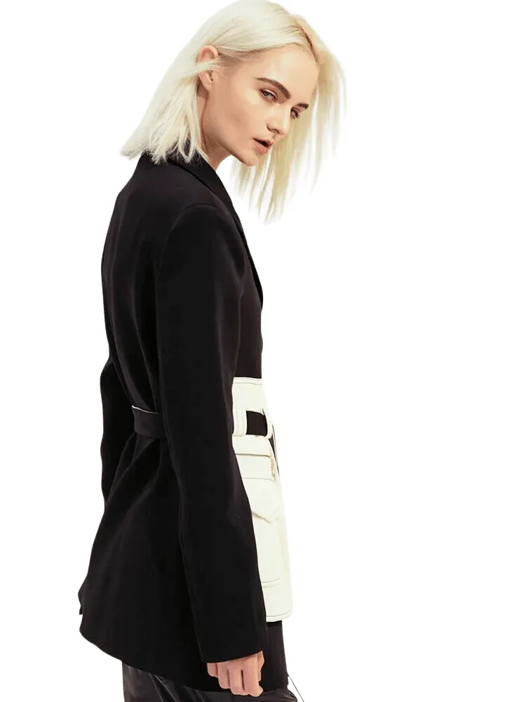Women's Black and White Blazer