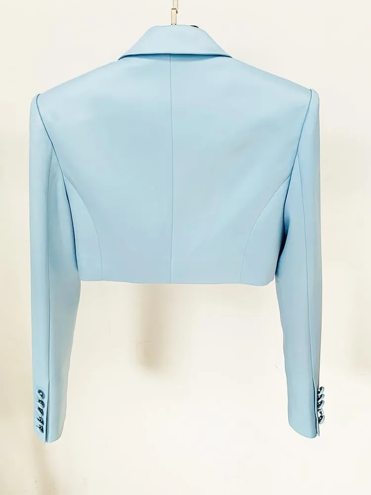 Women's Casual Blazer Double Breasted Cropped Suit Jacket for Casual/Daily