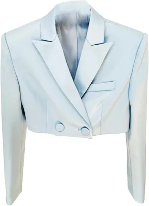Women's Casual Blazer Double Breasted Cropped Suit Jacket for Casual/Daily