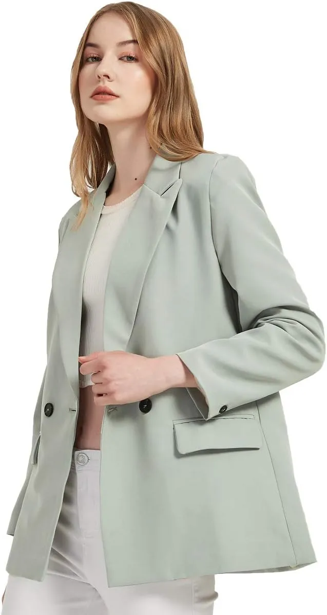 Women's Casual Long Sleeve Lapel Oversized Button Work Office Blazer Suit Jacket