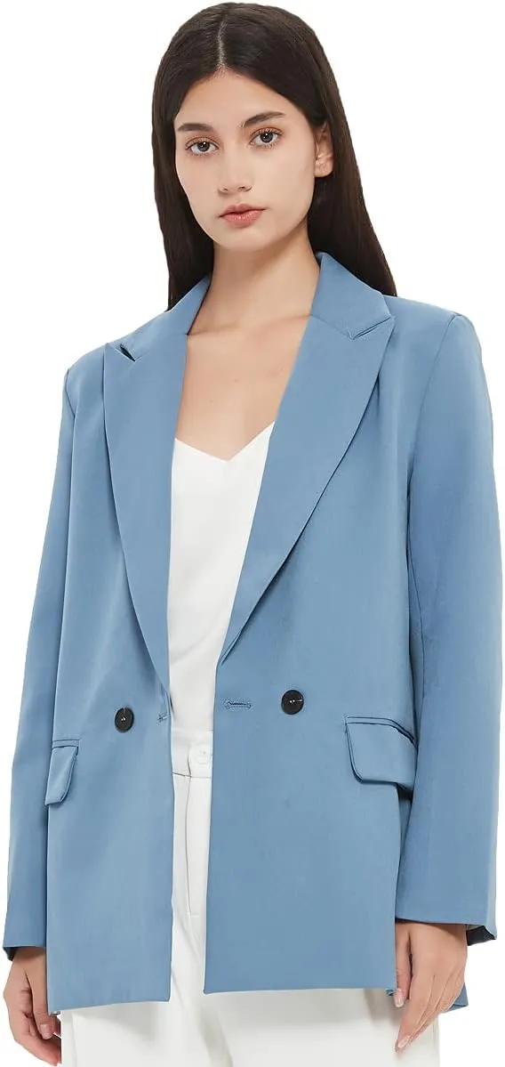 Women's Casual Long Sleeve Lapel Oversized Button Work Office Blazer Suit Jacket