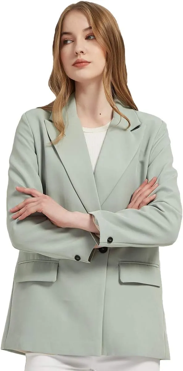Women's Casual Long Sleeve Lapel Oversized Button Work Office Blazer Suit Jacket