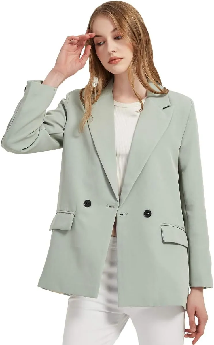 Women's Casual Long Sleeve Lapel Oversized Button Work Office Blazer Suit Jacket