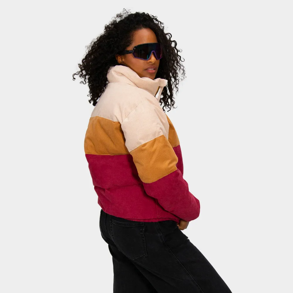 Womens Cordy Puffer Jacket Dark Red