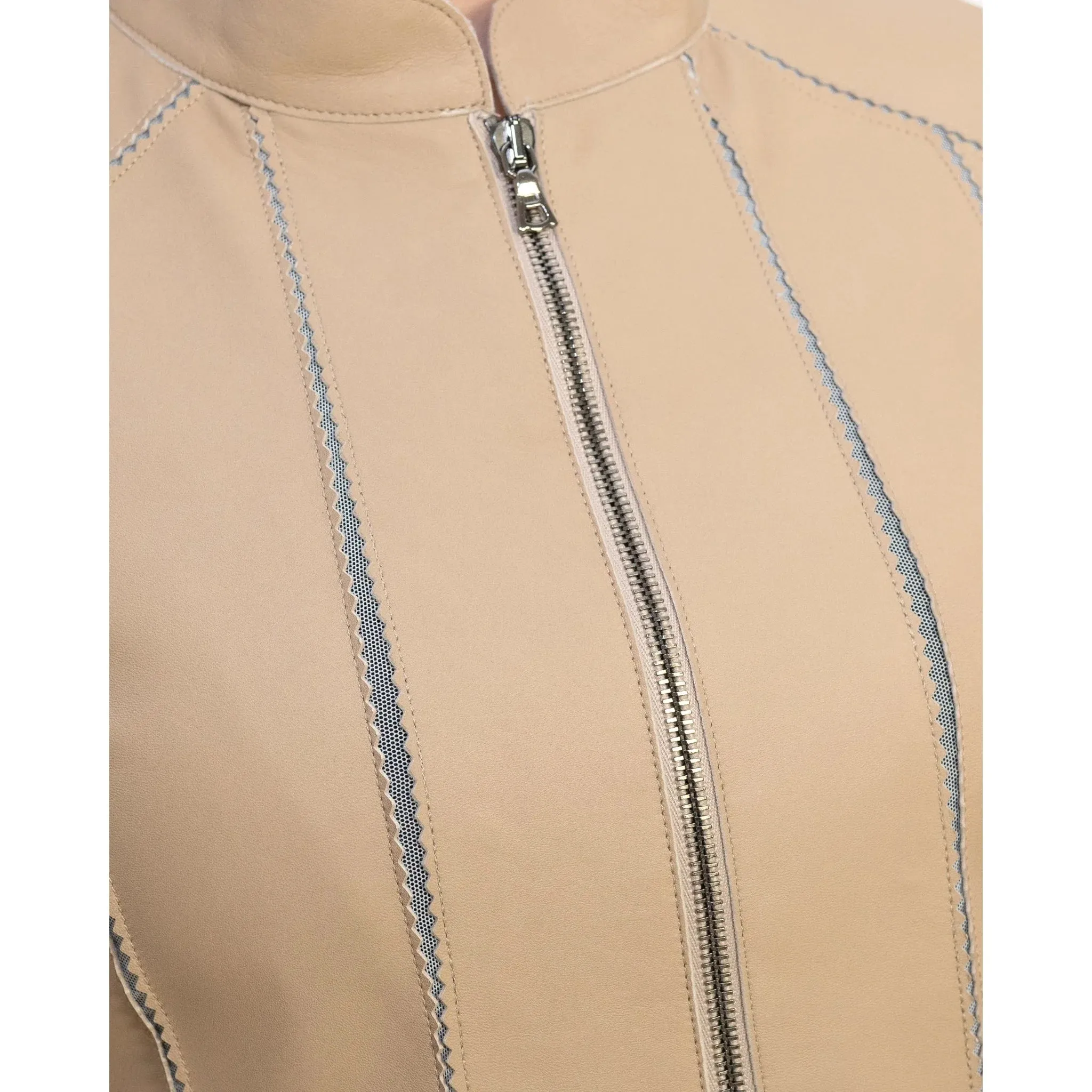 Womens Pink Short Stretch Leather Jacket
