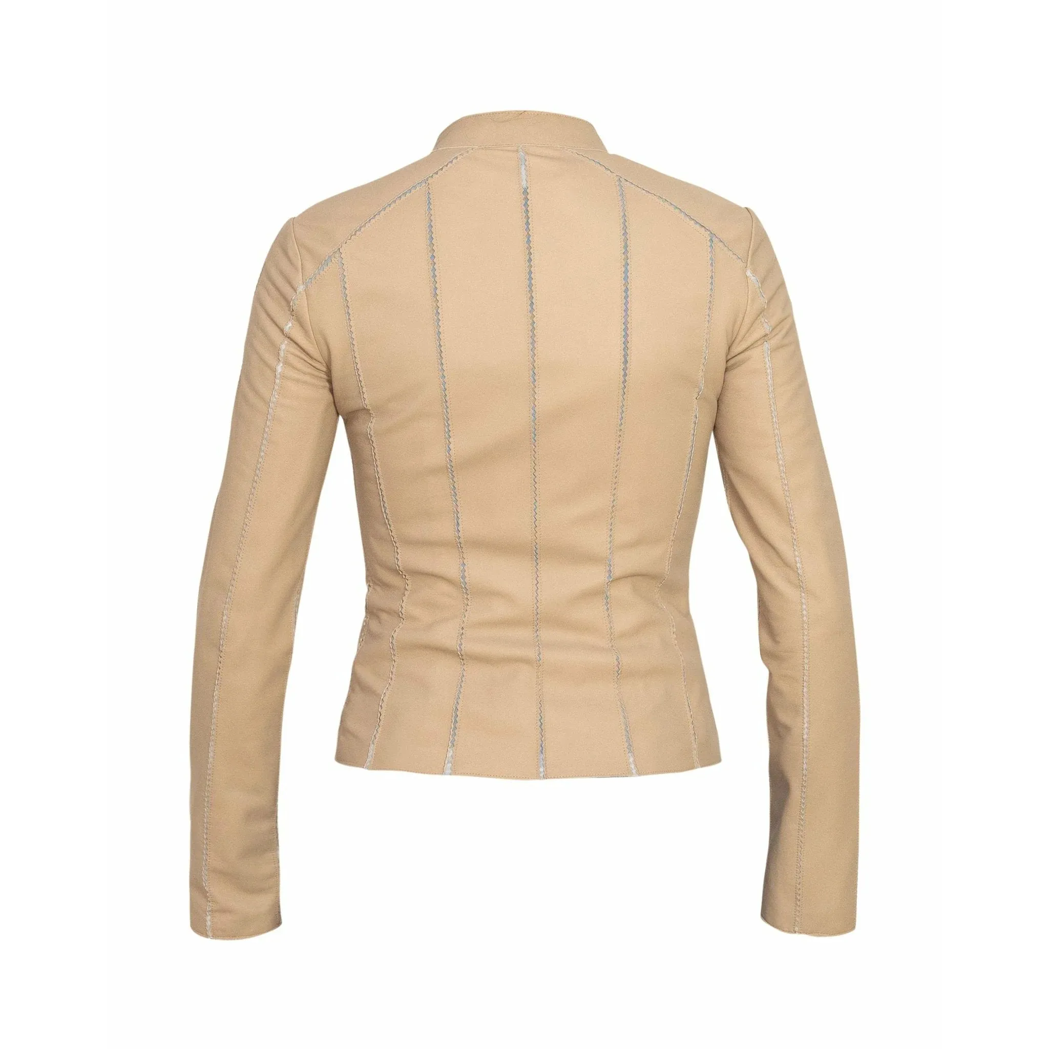 Womens Pink Short Stretch Leather Jacket