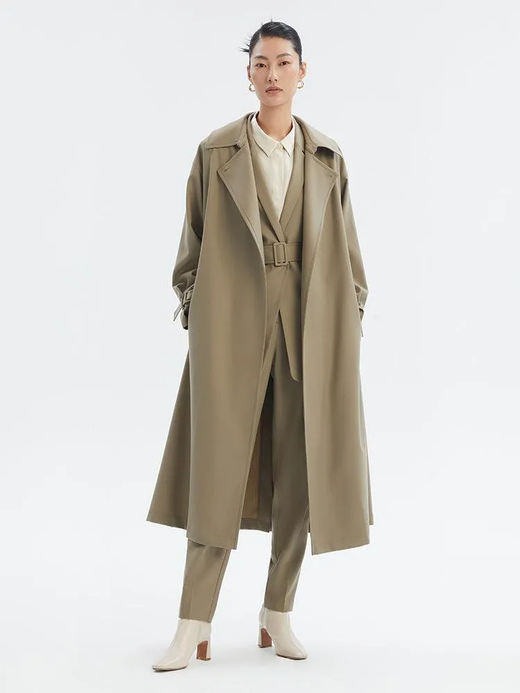Worsted Wool Oversized Trench Coat