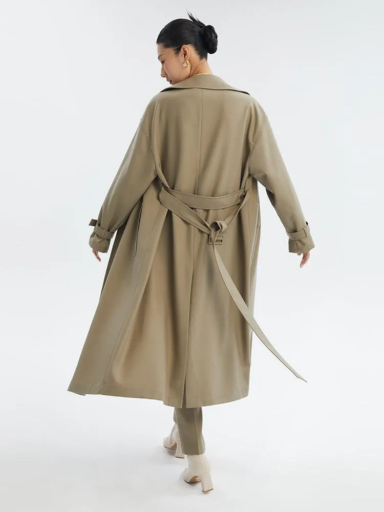 Worsted Wool Oversized Trench Coat