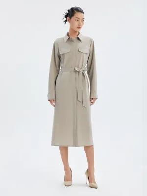 Worsted Wool Trench-Style Dress