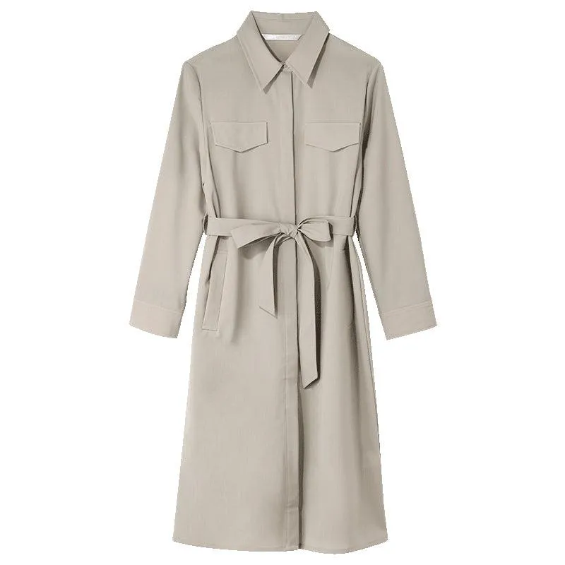 Worsted Wool Trench-Style Dress