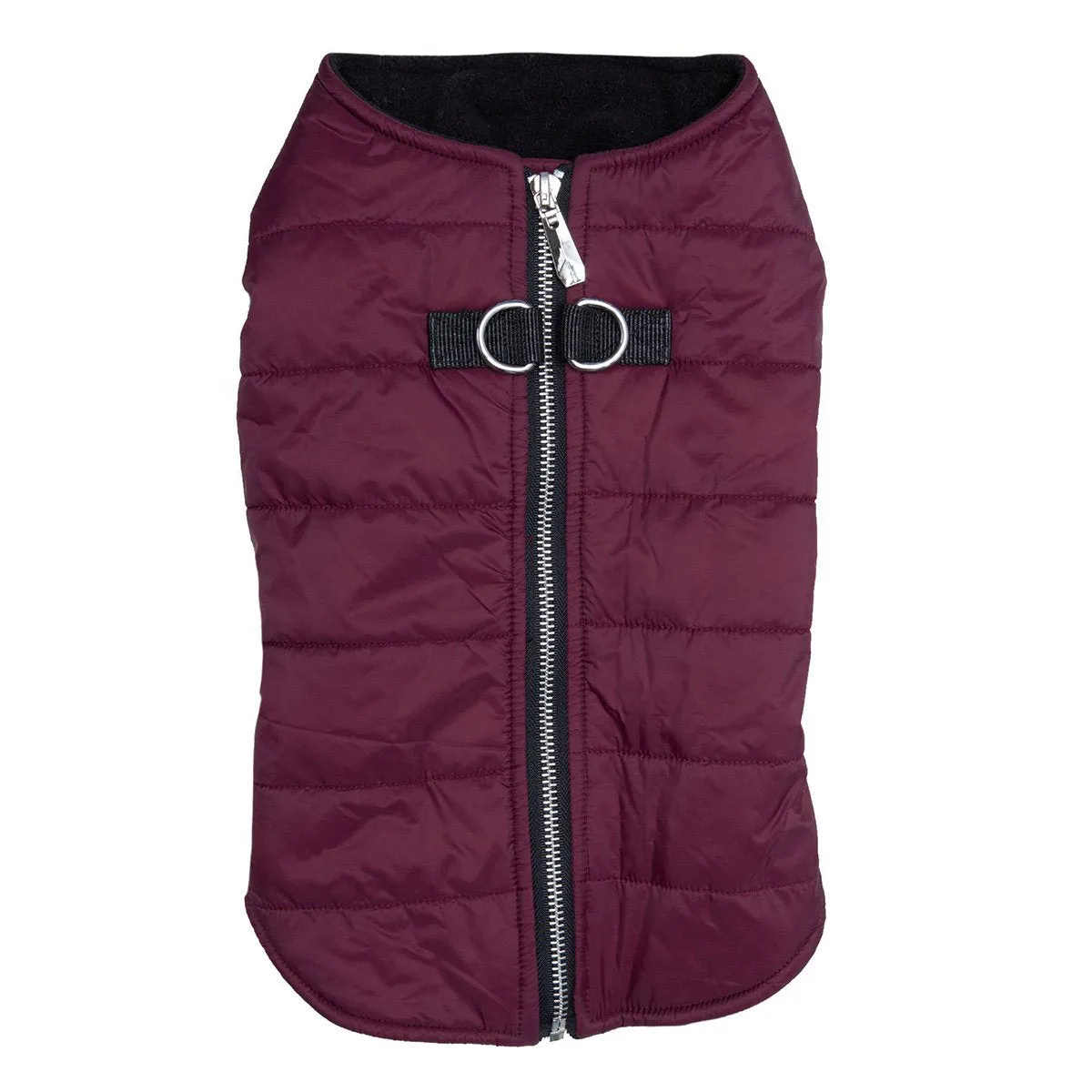 Zip-Up Puffer Vest Dog Coat Burgundy